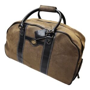 Sovrano Trevi Rolling Bag‎ Golf Duffle Brown Faux Leather Trim Luggage